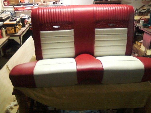 Red and white auto seat